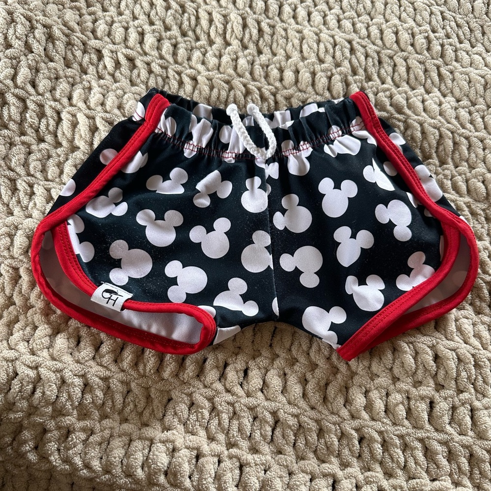 George Hats 6-12m Black and White Mickey Mouse Swim Shorts